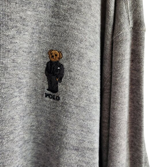 Polo Ralph Lauren Pullover Sweater XXL Gray Grey Teddy Bear Estate Rib 1/4 Zip - Picture 4 of 9